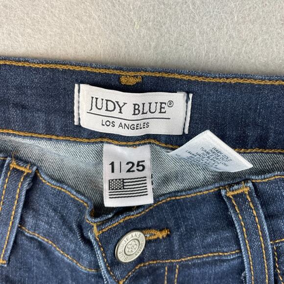 Judy Blue Womens Sz 1/25 Skinny Jeans Dark Wash Distressed Style #8327 - Picture 7 of 14